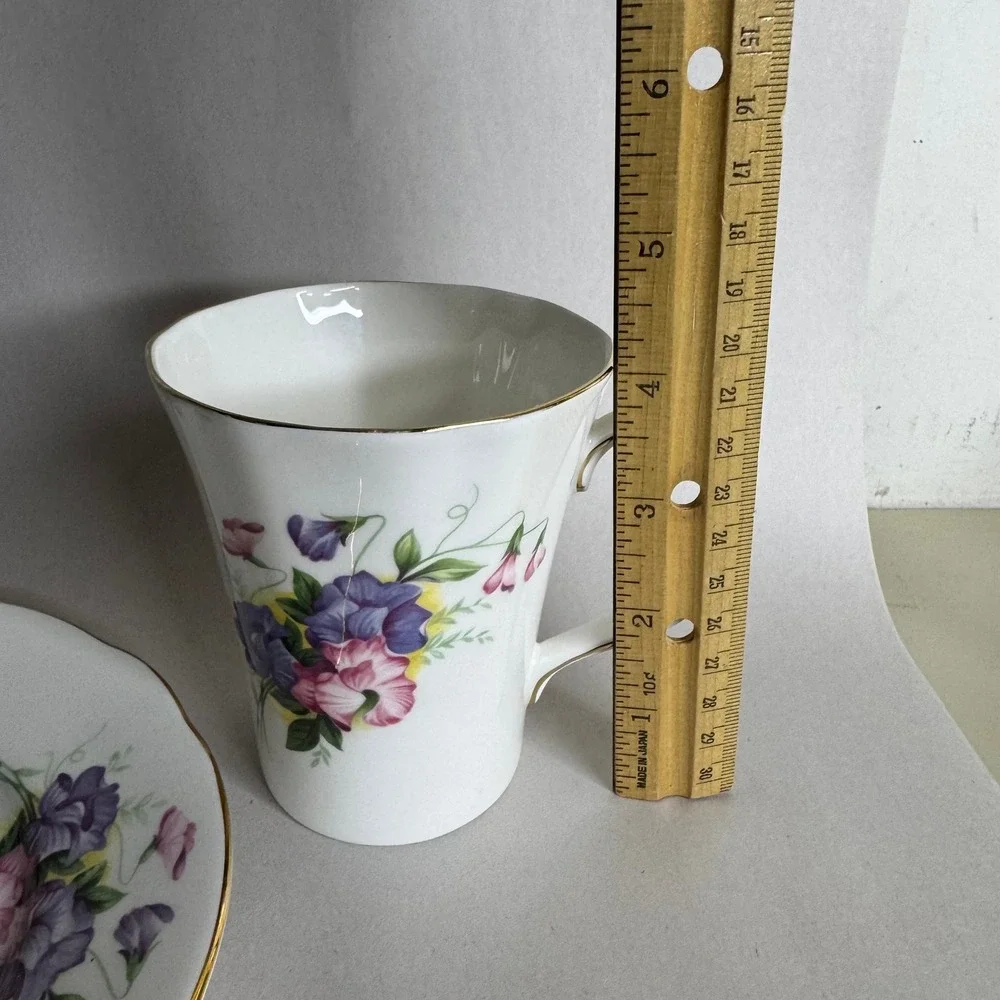 Duchess Fine Bone China Mug and Plate Set Floral Sweet Pea Made in‎ England
